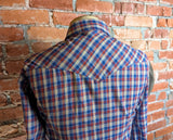 1970s Vintage LEE Western Shirt Men's Cowboy Style Long Sleeve Plaid Pearl Snap Western Wear Shirt by Lee - Size LARGE