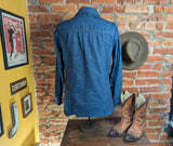 1970s Vintage Men's Denim Western Jacket with Suede Trim, Snap Buttons Jean Jacket Retro Cowboy Ranchwear Coat 70s Westernwear - Size MEDIUM