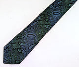 1950s Skinny Paisley Tie by Regal – Green Blue Black Vintage Necktie – Retro Mod Slim Tie – Mid Century Men’s Fashion