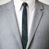 1950s Skinny Paisley Tie by Regal – Green Blue Black Vintage Necktie – Retro Mod Slim Tie – Mid Century Men’s Fashion