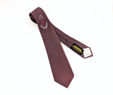 1950s Penneys Towncraft Skinny Tie Monogram F | Vintage Embroidered Necktie | Mid Century Burgundy Narrow Tie | Retro Rockabilly Tie