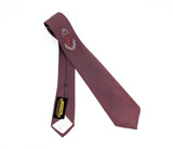 1950s Penneys Towncraft Skinny Tie Monogram F | Vintage Embroidered Necktie | Mid Century Burgundy Narrow Tie | Retro Rockabilly Tie