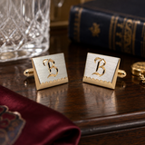 1960s "B" Monogram Cufflinks Mad Men Era Men's Vintage Gold & Silver Tone Cuff Links Set with Initial Letter B by HICKOK