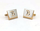 1960s "B" Monogram Cufflinks Mad Men Era Men's Vintage Gold & Silver Tone Cuff Links Set with Initial Letter B by HICKOK