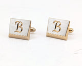 1960s "B" Monogram Cufflinks Mad Men Era Men's Vintage Gold & Silver Tone Cuff Links Set with Initial Letter B by HICKOK