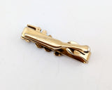 1950s-1960s Vintage Swank Train Tie Clip Gold Tone Metal Mid Century Antique Steam Locomotive Railroad Necktie Accessory for Skinny Ties