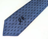 1960s COUNTESS MARA Tie Men's Vintage Skinny Narrow Blue Necktie with Black Roses "Ritratti" by Countess Mara from Rothschild's