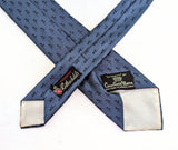 1960s COUNTESS MARA Tie Men's Vintage Skinny Narrow Blue Necktie with Black Roses "Ritratti" by Countess Mara from Rothschild's