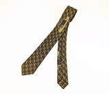 1950s-1960s Vintage Gold Skinny Necktie Abstract Woven Tie Retro Atomic Mod Acetate Rayon Narrow Men's Tie Mid Century
