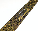 1950s-1960s Vintage Gold Skinny Necktie Abstract Woven Tie Retro Atomic Mod Acetate Rayon Narrow Men's Tie Mid Century