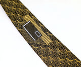1950s-1960s Vintage Gold Skinny Necktie Abstract Woven Tie Retro Atomic Mod Acetate Rayon Narrow Men's Tie Mid Century