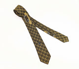 1950s-1960s Vintage Gold Skinny Necktie Abstract Woven Tie Retro Atomic Mod Acetate Rayon Narrow Men's Tie Mid Century