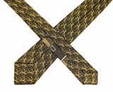 1950s-1960s Vintage Gold Skinny Necktie Abstract Woven Tie Retro Atomic Mod Acetate Rayon Narrow Men's Tie Mid Century