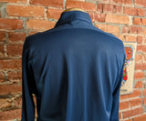 1970s Vintage Blue Disco Shirt | Dagger Collar Polyester Knit Button Up | Retro Long Sleeve Mod Shirt | Men's 70s Career Club - Size MEDIUM