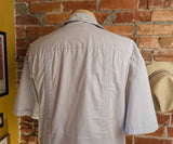 1990s Vintage Men's Light Gray Guayabera Mexican Beach Wedding Shirt – Size XL