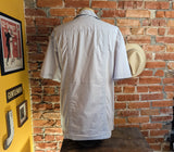 1990s Vintage Men's Light Gray Guayabera Mexican Beach Wedding Shirt – Size XL