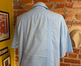 1990s Vintage Men's Light Blue Guayabera Mexican Beach Wedding Shirt – Size XL