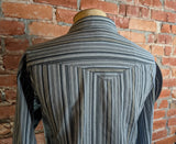 1980s Vintage Wrangler Gray & Black Striped Western Shirt Men's Cowboy Style Long Sleeve Pearl Snap Shirt - Size XL