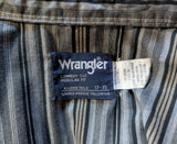 1980s Vintage Wrangler Gray & Black Striped Western Shirt Men's Cowboy Style Long Sleeve Pearl Snap Shirt - Size XL