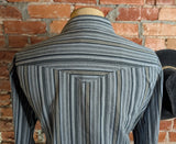 1980s Vintage Wrangler Gray & Black Striped Western Shirt Men's Cowboy Style Long Sleeve Pearl Snap Shirt - Size XL