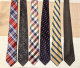 Lot of 6 Vintage CHAPS Silk Neckties circa 1998-2004 Wide Y2K Men's Designer Tie Collection Plaid Paisley Stripe & Geometric 100% Silk Ties