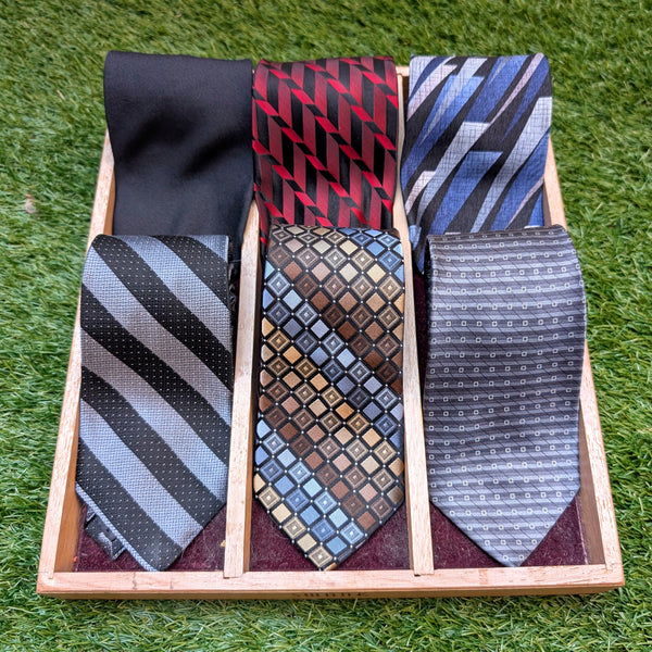 Lot of 6 Vintage ARROW Silk Neckties circa 1995-2003 Wide Y2K Men's Business Tie Collection Abstract, Striped & Geometric 100% Silk Ties