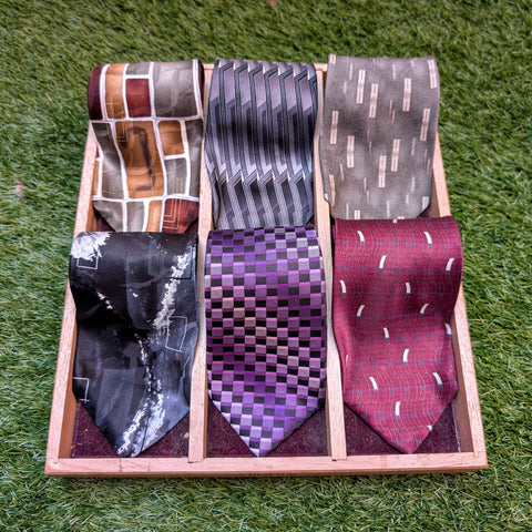 Lot of 6 Vintage ARROW Silk Neckties circa 1996-2002 Wide Y2K Men's Business Tie Collection Abstract, Striped & Geometric 100% Silk Ties