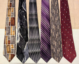 Lot of 6 Vintage ARROW Silk Neckties circa 1996-2002 Wide Y2K Men's Business Tie Collection Abstract, Striped & Geometric 100% Silk Ties