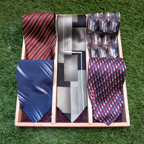 Lot of 5 Vintage CROFT & BARROW Silk Neckties circa 1998-2005 Wide Y2K Men's Business Tie Collection Striped, Geometric, etc. 100% Silk Ties