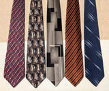 Lot of 5 Vintage CROFT & BARROW Silk Neckties circa 1998-2005 Wide Y2K Men's Business Tie Collection Striped, Geometric, etc. 100% Silk Ties