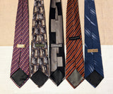 Lot of 5 Vintage CROFT & BARROW Silk Neckties circa 1998-2005 Wide Y2K Men's Business Tie Collection Striped, Geometric, etc. 100% Silk Ties
