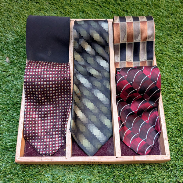 Lot of 5 Vintage CROFT & BARROW Silk Neckties circa 1999-2004 Wide Y2K Men's Business Tie Collection Geometric, Abstract 100% Silk Ties