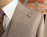 1970s 3 Piece MISTER GUY Tan Tweed Look Disco Era Suit Wide Lapel Men's Vintage Jacket/Blazer, Vest & Pants/Trousers - Size 42 (LARGE)