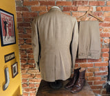 1970s 3 Piece MISTER GUY Tan Tweed Look Disco Era Suit Wide Lapel Men's Vintage Jacket/Blazer, Vest & Pants/Trousers - Size 42 (LARGE)