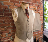 1970s 3 Piece MISTER GUY Beige 3 Button Suit Jacket, Vest & Trousers Disco Era Wide Lapel Men's Vintage Suit Cesarini - Size 42 (LARGE)