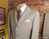 1970s 3 Piece MISTER GUY Beige 3 Button Suit Jacket, Vest & Trousers Disco Era Wide Lapel Men's Vintage Suit Cesarini - Size 42 (LARGE)