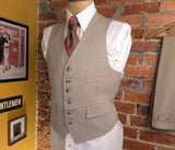 1970s 3 Piece MISTER GUY Beige 3 Button Suit Jacket, Vest & Trousers Disco Era Wide Lapel Men's Vintage Suit Cesarini - Size 42 (LARGE)