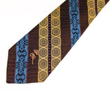 1970s COUNTESS MARA Tie Men's Vintage Brown, Gold & Blue Disco Era Men's Tie Retro Mod Polyester Necktie Made in USA