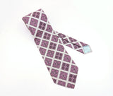 1970s Super Wide Leonardo Necktie | Silver Pink Geometric Disco Era Tie | 4.25 Inch Wide Retro Men's Neck Tie | Mod Polyester Fashion