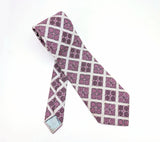 1970s Super Wide Leonardo Necktie | Silver Pink Geometric Disco Era Tie | 4.25 Inch Wide Retro Men's Neck Tie | Mod Polyester Fashion