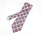 1970s Super Wide Leonardo Necktie | Silver Pink Geometric Disco Era Tie | 4.25 Inch Wide Retro Men's Neck Tie | Mod Polyester Fashion