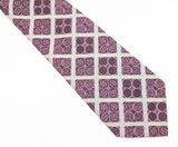 1970s Super Wide Leonardo Necktie | Silver Pink Geometric Disco Era Tie | 4.25 Inch Wide Retro Men's Neck Tie | Mod Polyester Fashion