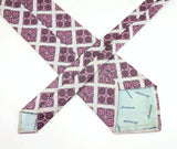 1970s Super Wide Leonardo Necktie | Silver Pink Geometric Disco Era Tie | 4.25 Inch Wide Retro Men's Neck Tie | Mod Polyester Fashion