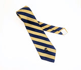 1970s COUNTESS MARA Tie Men's Vintage Navy Blue & Gold Club Stripe Necktie – Embroidered Logo – Classic Ivy Style Men's Tie