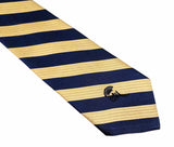 1970s COUNTESS MARA Tie Men's Vintage Navy Blue & Gold Club Stripe Necktie – Embroidered Logo – Classic Ivy Style Men's Tie