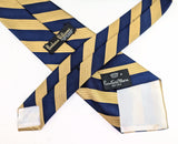 1970s COUNTESS MARA Tie Men's Vintage Navy Blue & Gold Club Stripe Necktie – Embroidered Logo – Classic Ivy Style Men's Tie