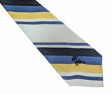 1970s Vintage Countess Mara Striped Tie Navy Blue Gold Silver Gray Necktie for Jack Henry Kansas City Plaza Menswear
