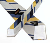 1970s Vintage Countess Mara Striped Tie Navy Blue Gold Silver Gray Necktie for Jack Henry Kansas City Plaza Menswear