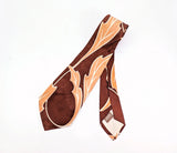 1940s Copper Swing Era Tie Men's Vintage Wide 40s Art Deco Necktie w/ Printed Oak Leaf Designs Made in U.S.A. by ARROW