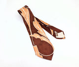 1940s Copper Swing Era Tie Men's Vintage Wide 40s Art Deco Necktie w/ Printed Oak Leaf Designs Made in U.S.A. by ARROW